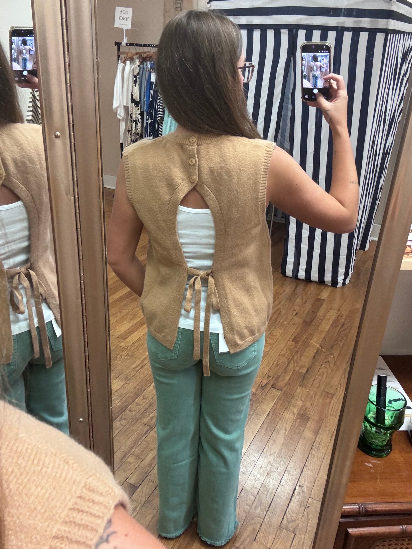 Camel Sleeveless Sweater