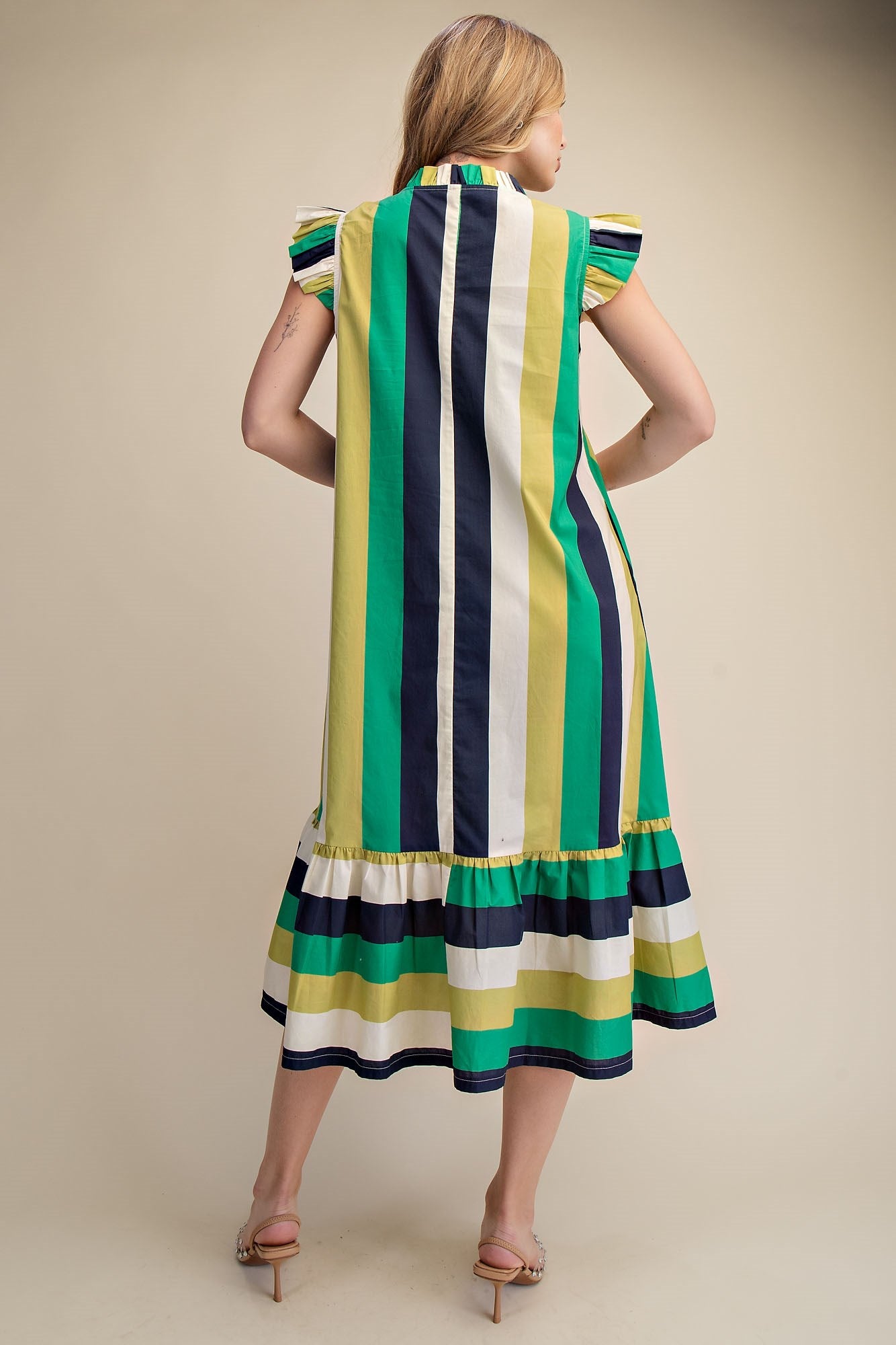Green Flutter Sleeve Dress