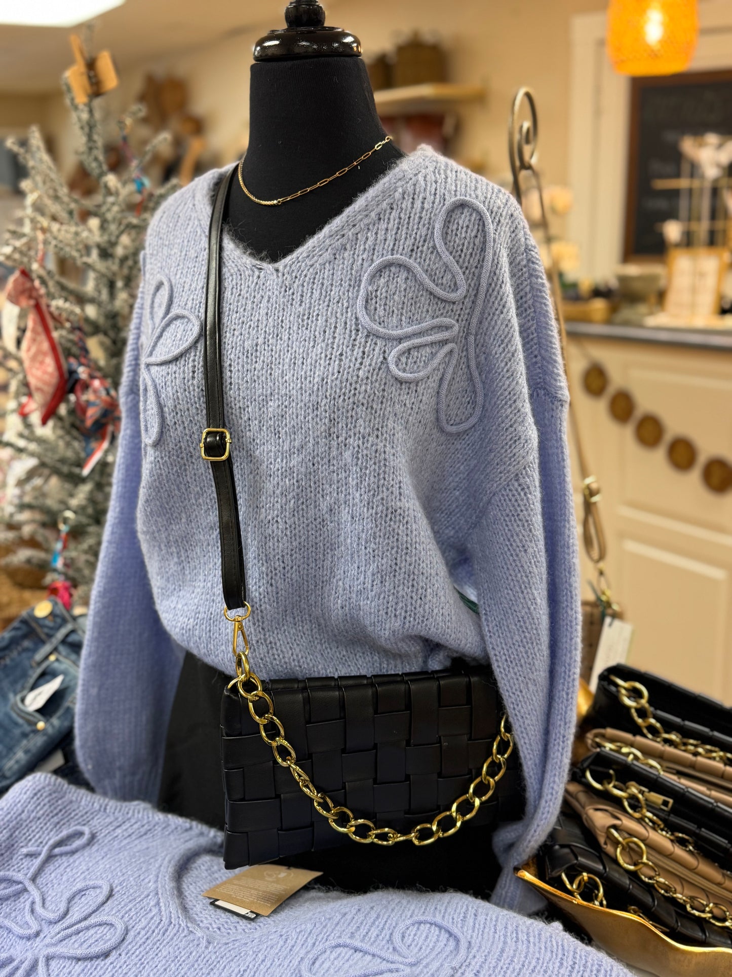 Woven Crossbody With Chain