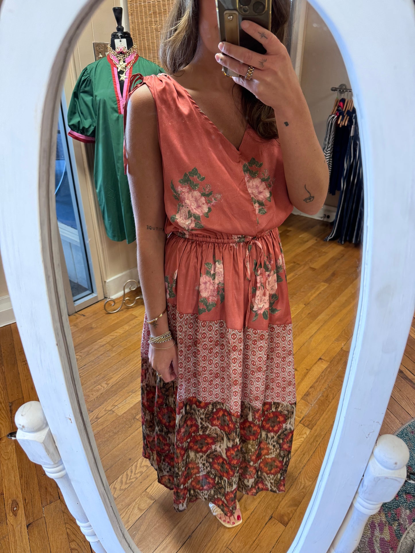 Rose Printed Midi Dress
