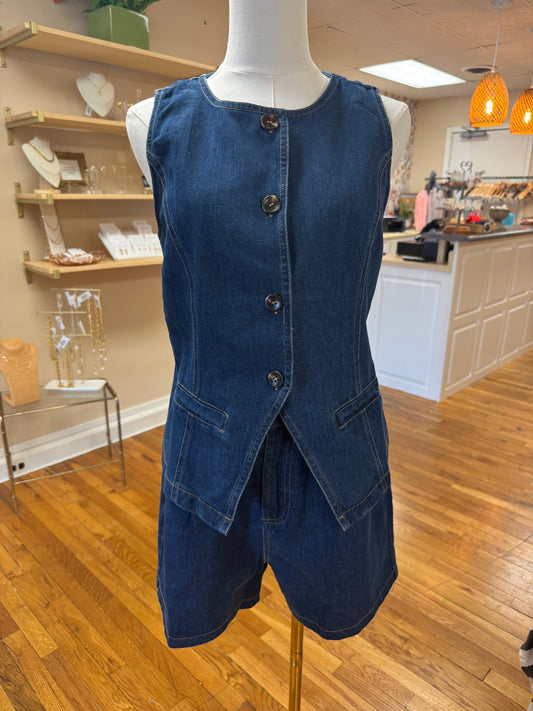 Indigo Denim Vest Set