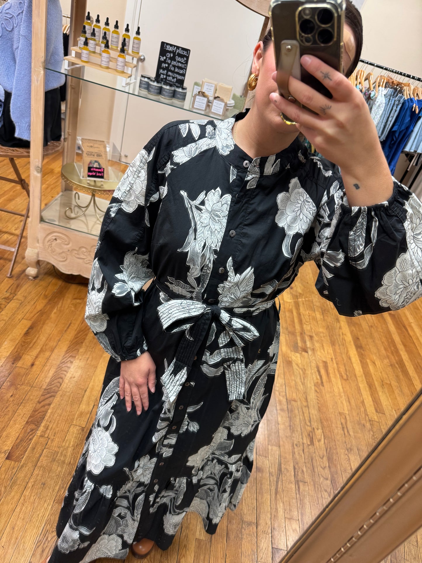 Janie Black Floral Dress