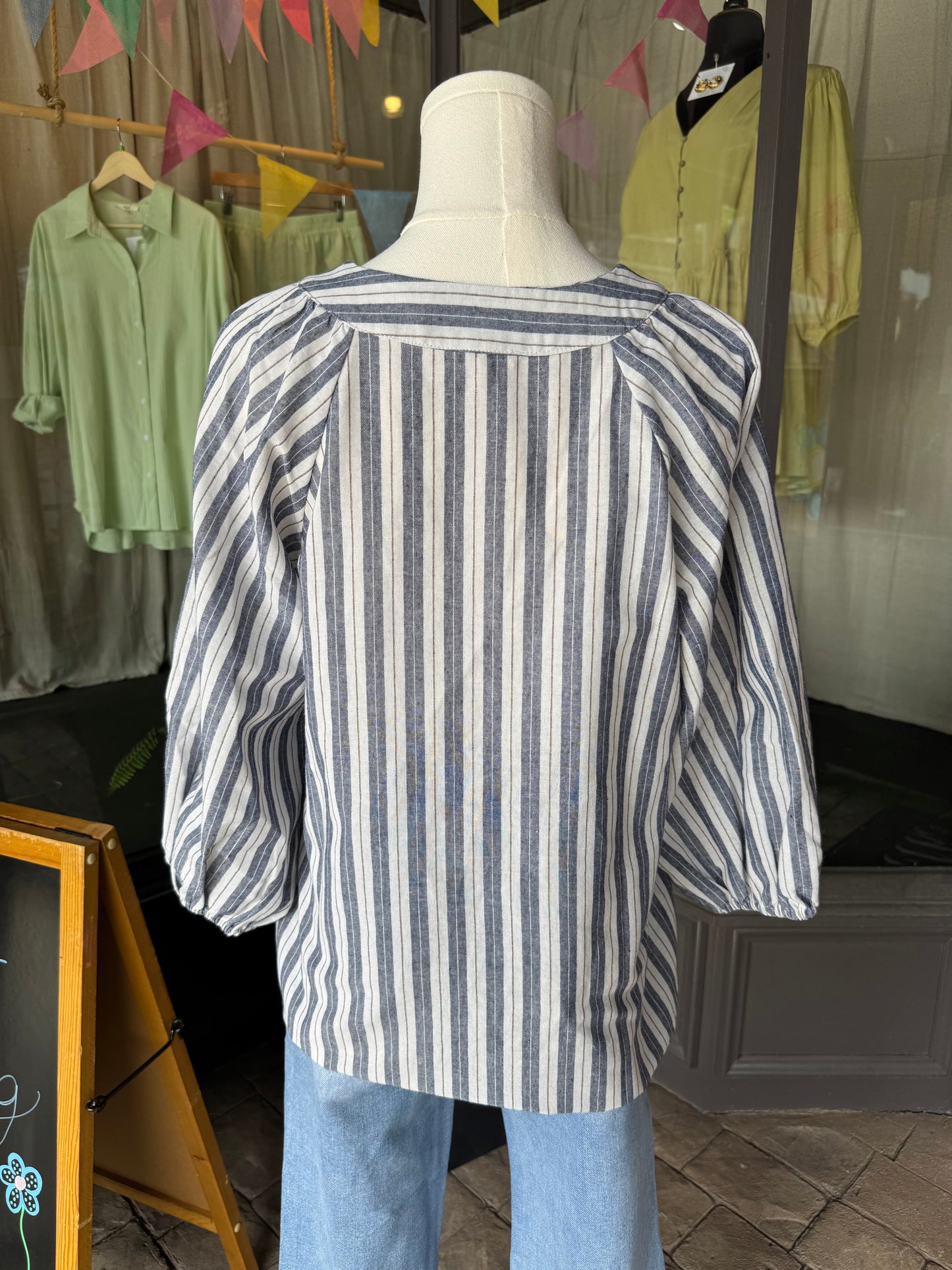 Striped Lace Up Top
