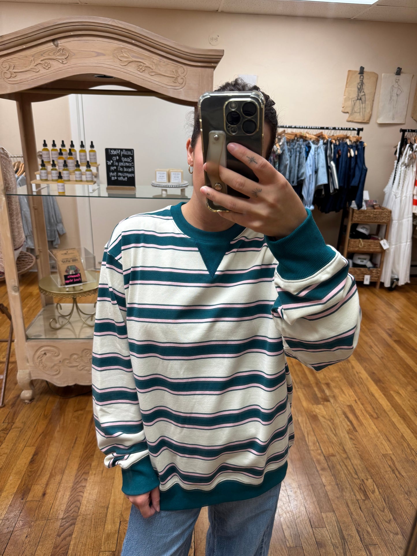 Retro Striped Crewneck