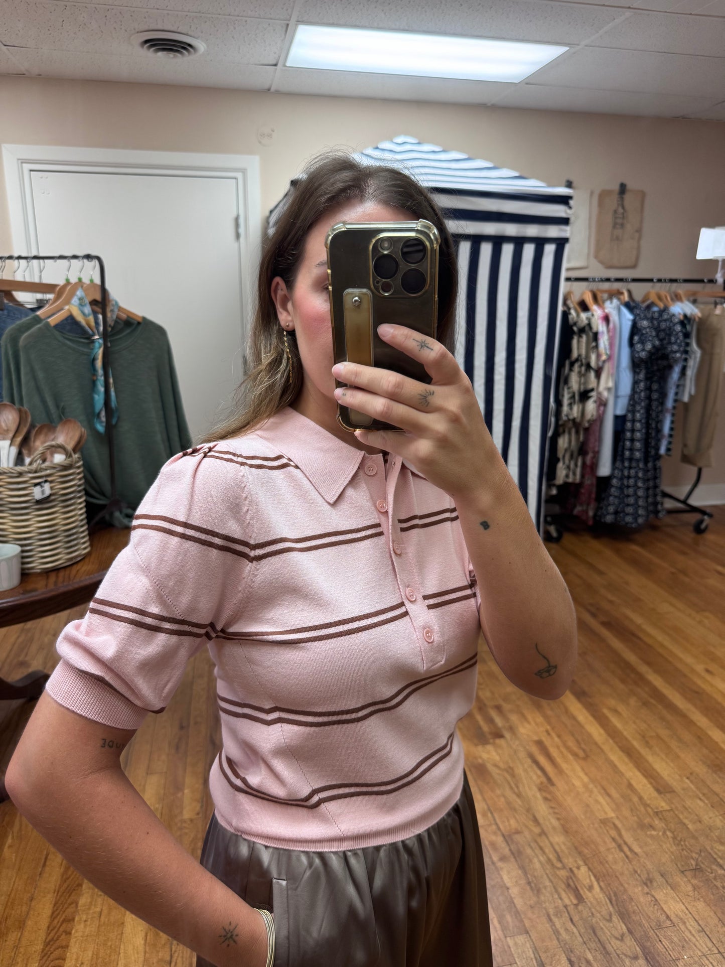 Dusty Pink Knit Polo