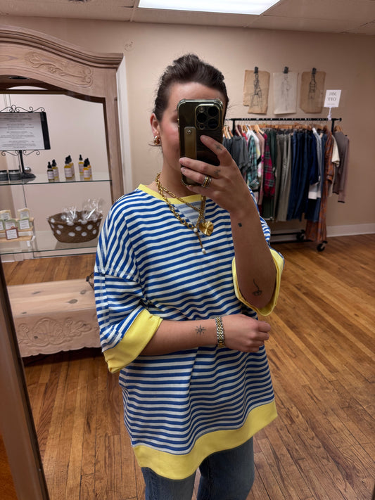 Royal Stripes Oversized Top