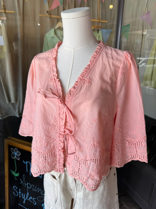 Blush Tie Front Top
