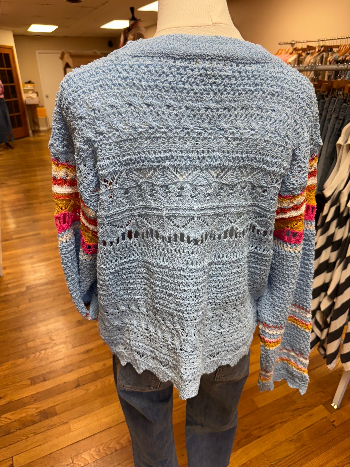 Scalloped Edge Colorful Cardigan