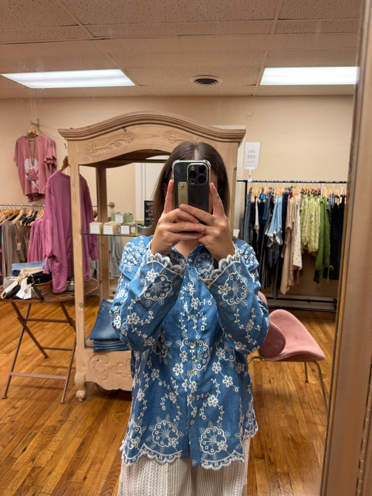 Indigo Bloom Button Down