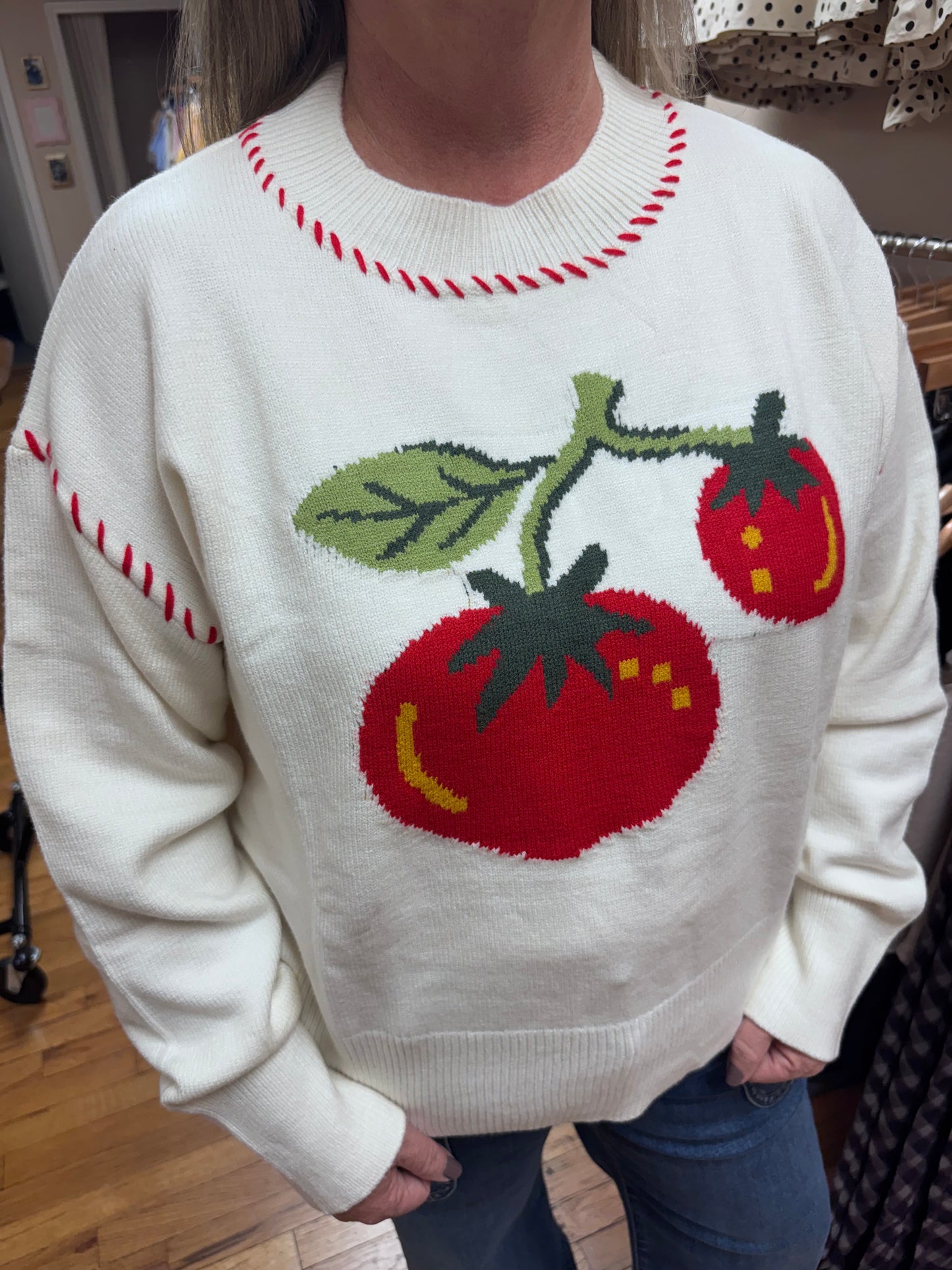 Tomato Stitched Sweater