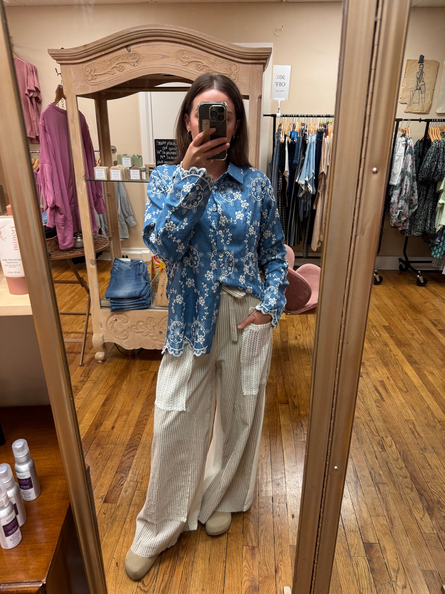 Indigo Bloom Button Down