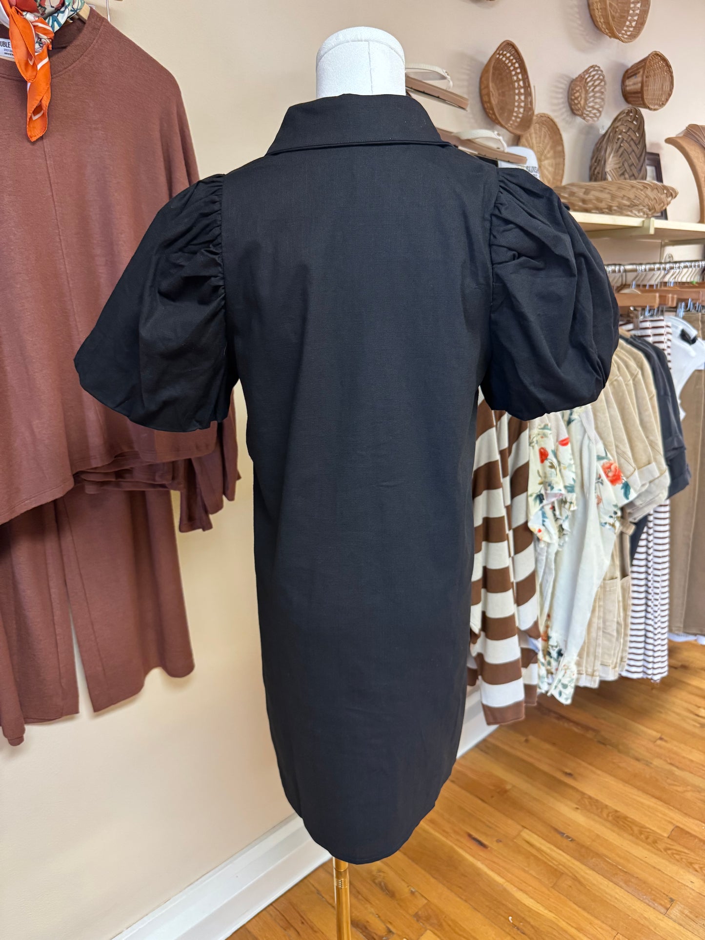 Puff Sleeve Shift Dress