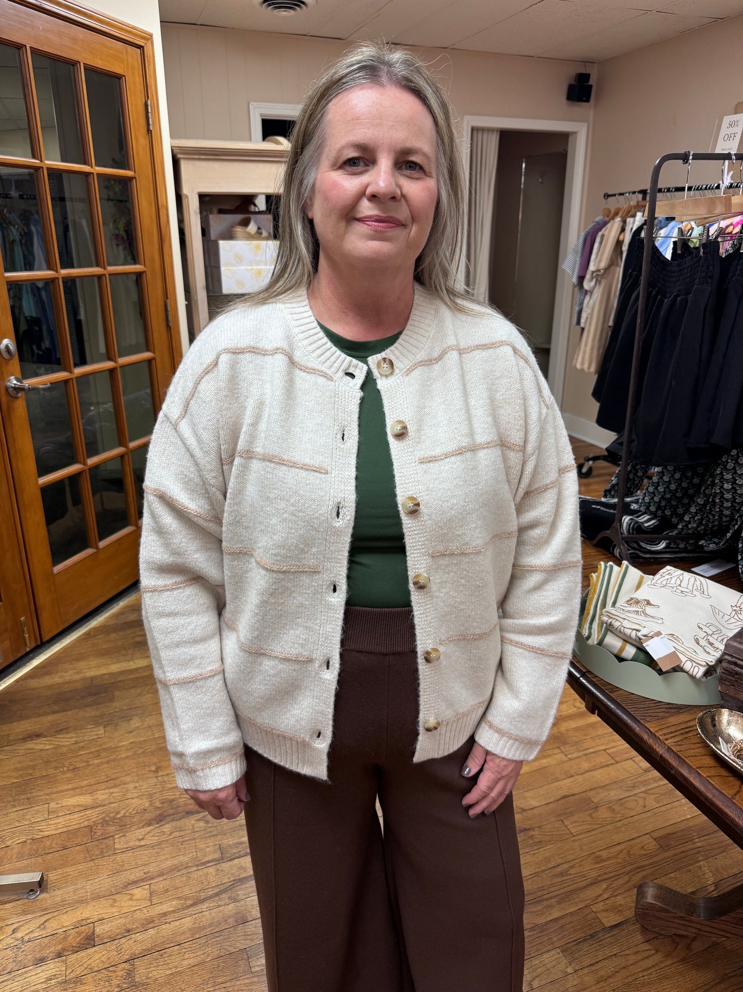 Oatmeal Striped Cardigan