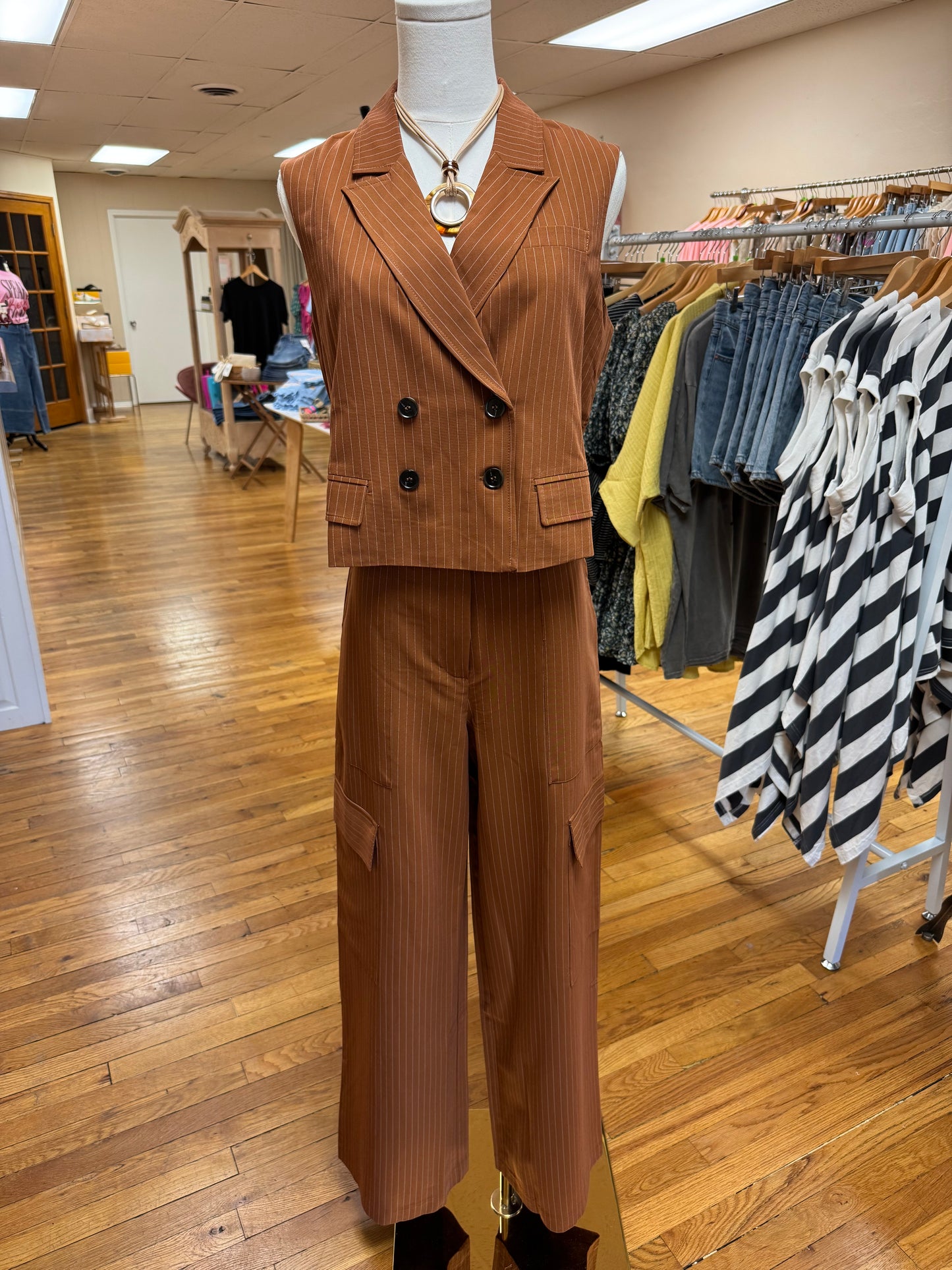 Tuscan Tan Pinstripe Vest