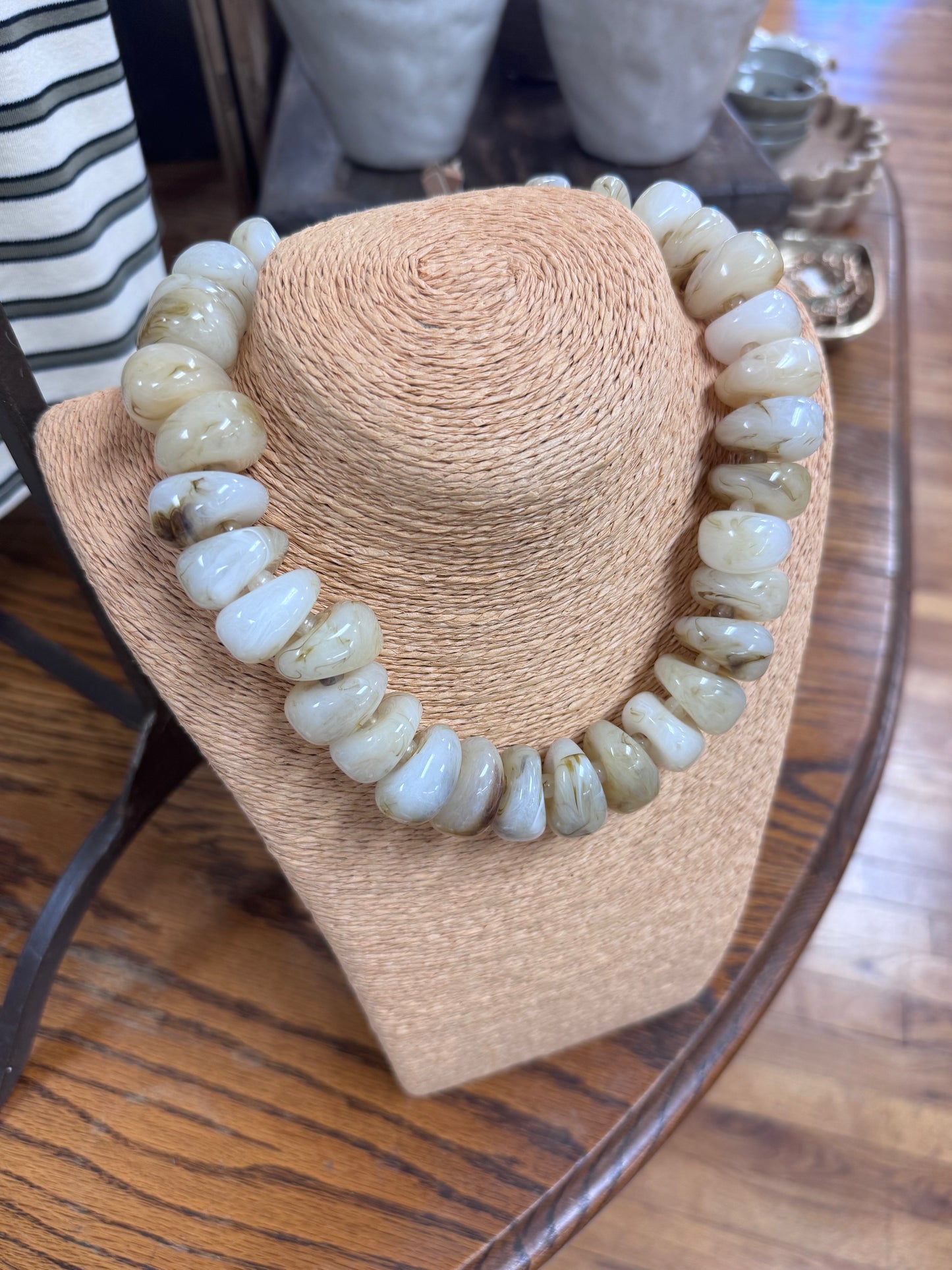 Chunky Nugget Marble Beaded Necklace
