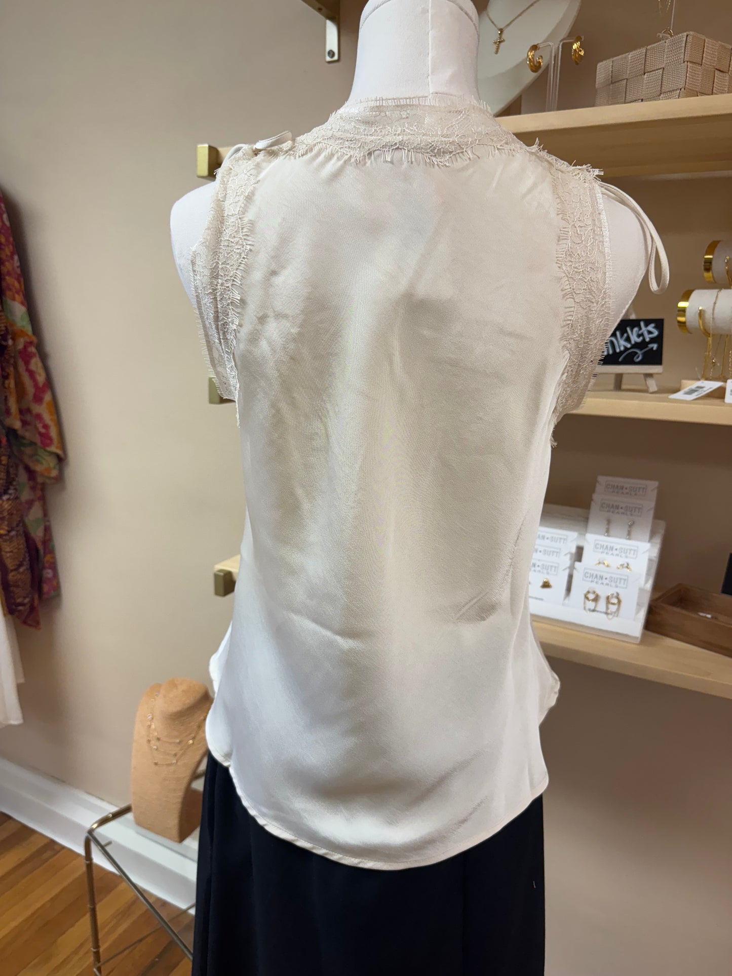 Lace Trimmed Satin Cami