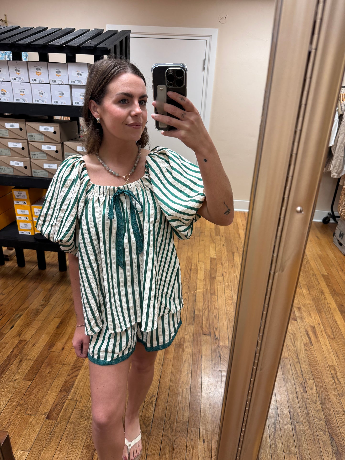 Emerald Striped Blouse
