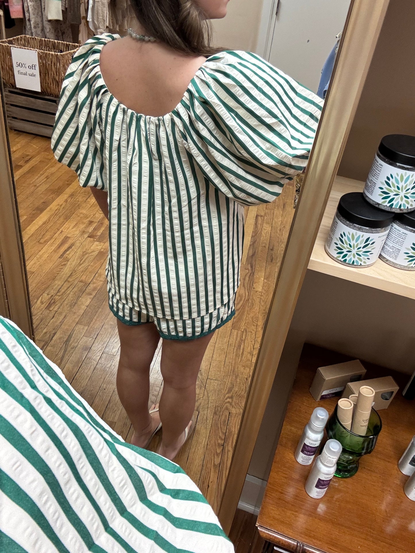 Emerald Striped Blouse