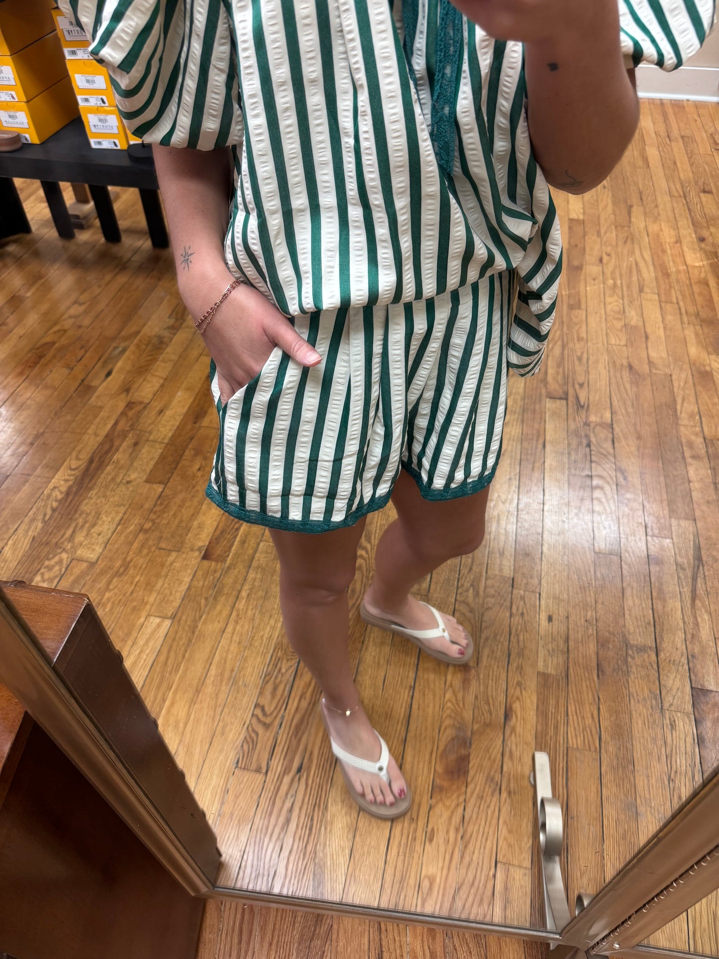 Emerald Striped Shorts