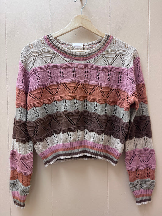 Cropped Wavy Knit Sweater
