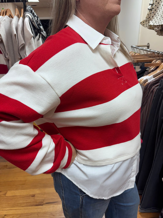 Red Stripe Layered Sweater