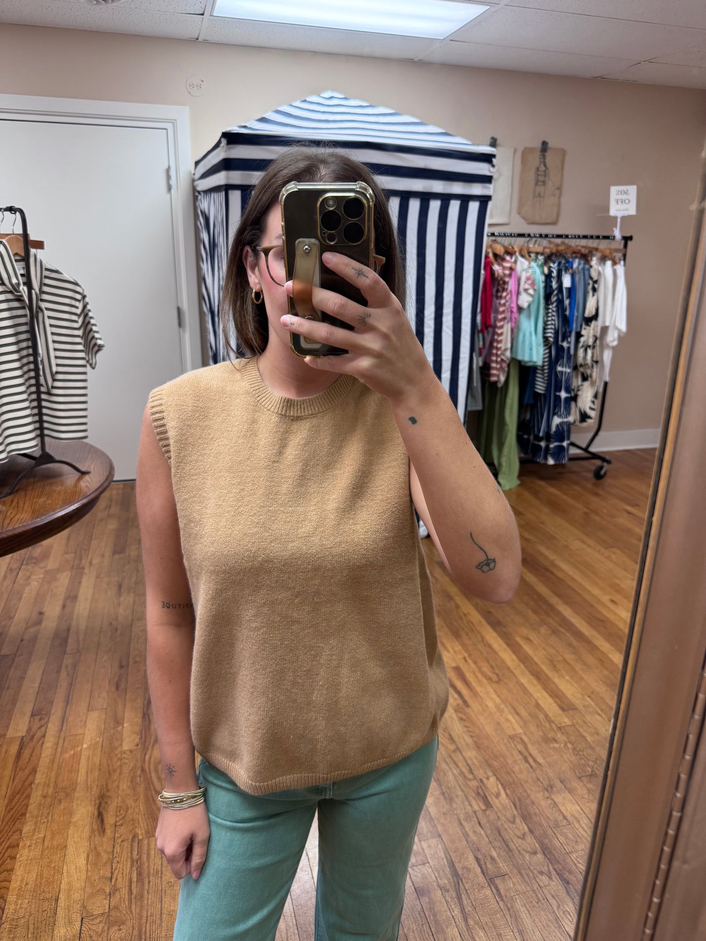 Camel Sleeveless Sweater
