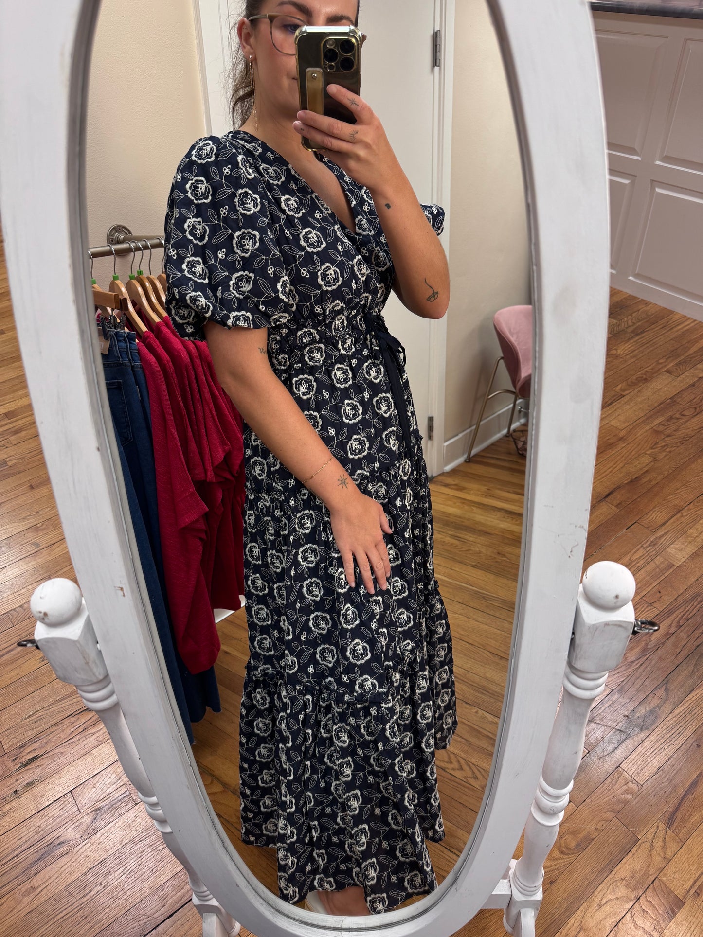 Floral Embroidered Midi Dress