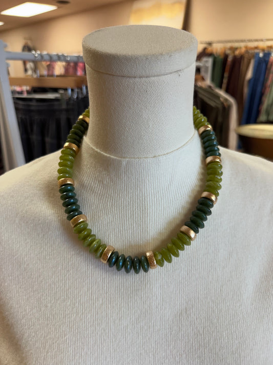 Green & Gold Beaded Necklace