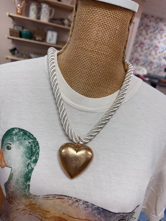 Corded Puffy Heart Necklace