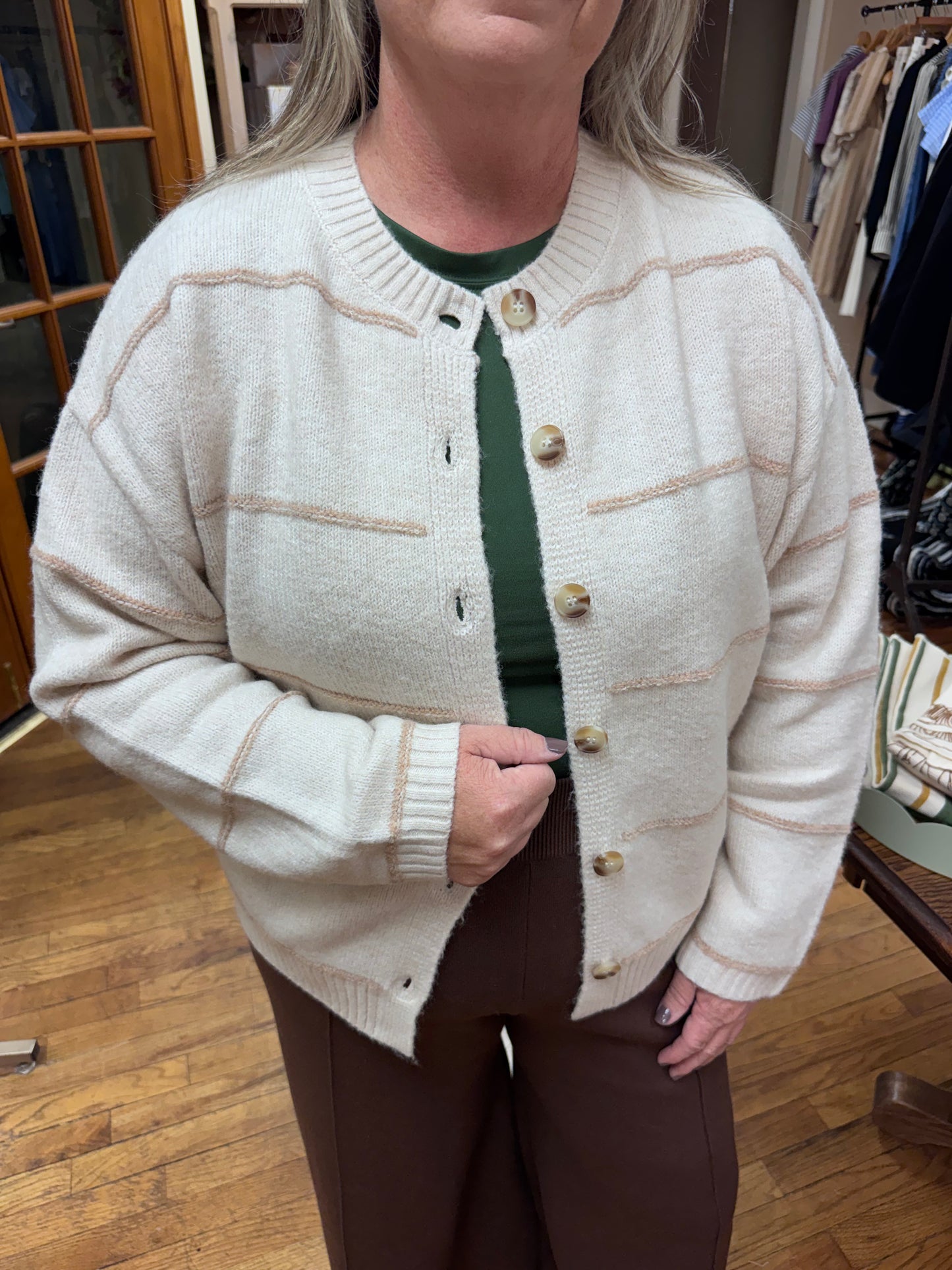 Oatmeal Striped Cardigan
