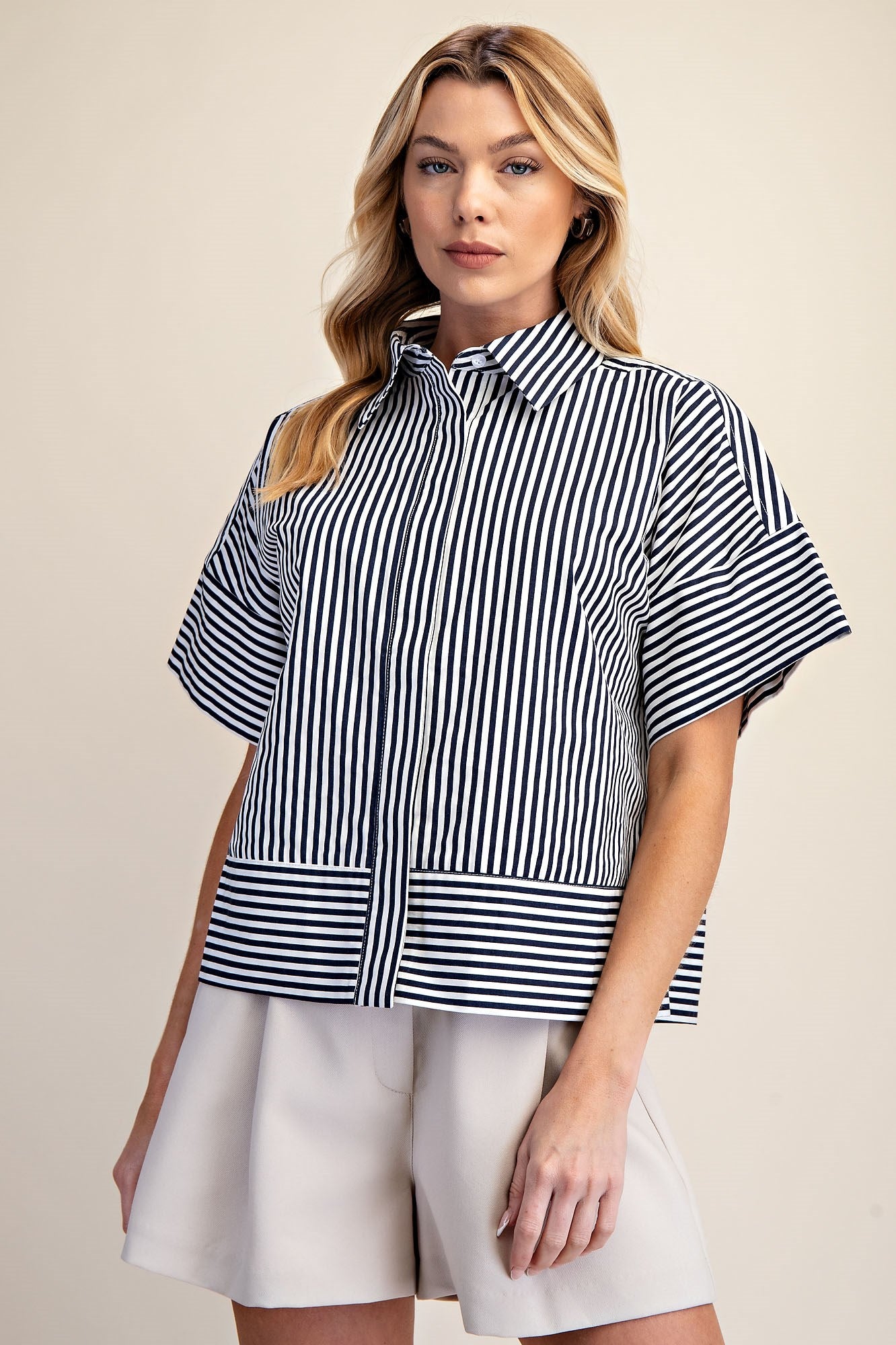 Navy Boxy Blouse