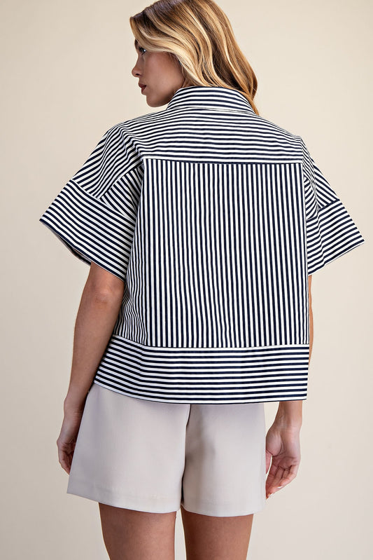 Navy Boxy Blouse