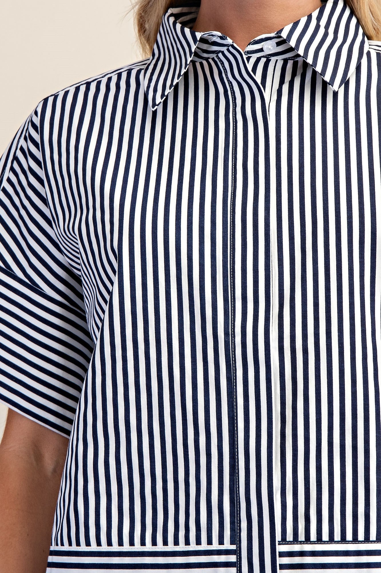 Navy Boxy Blouse