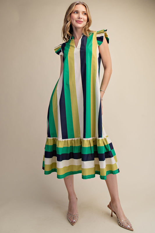 Green Flutter Sleeve Dress