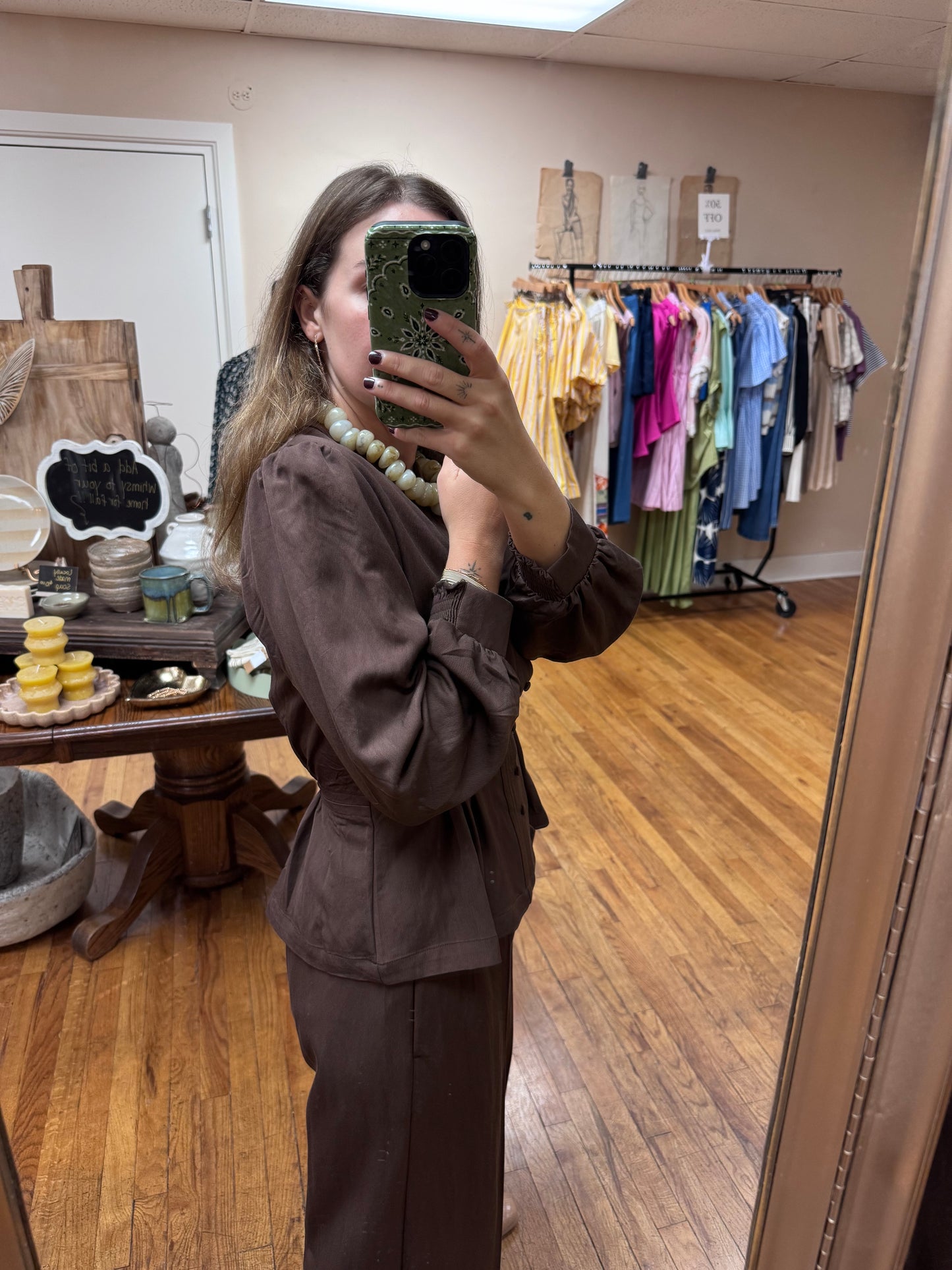 Cocoa Pintucked Top