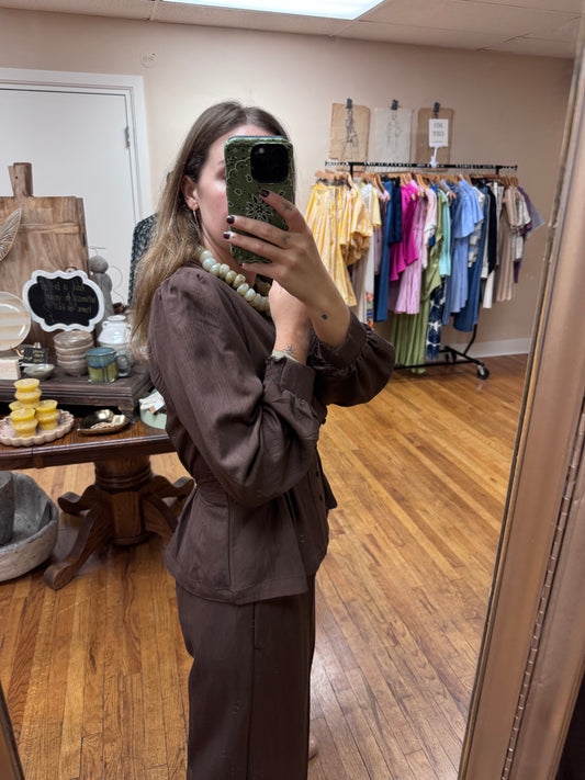 Cocoa Pintucked Top
