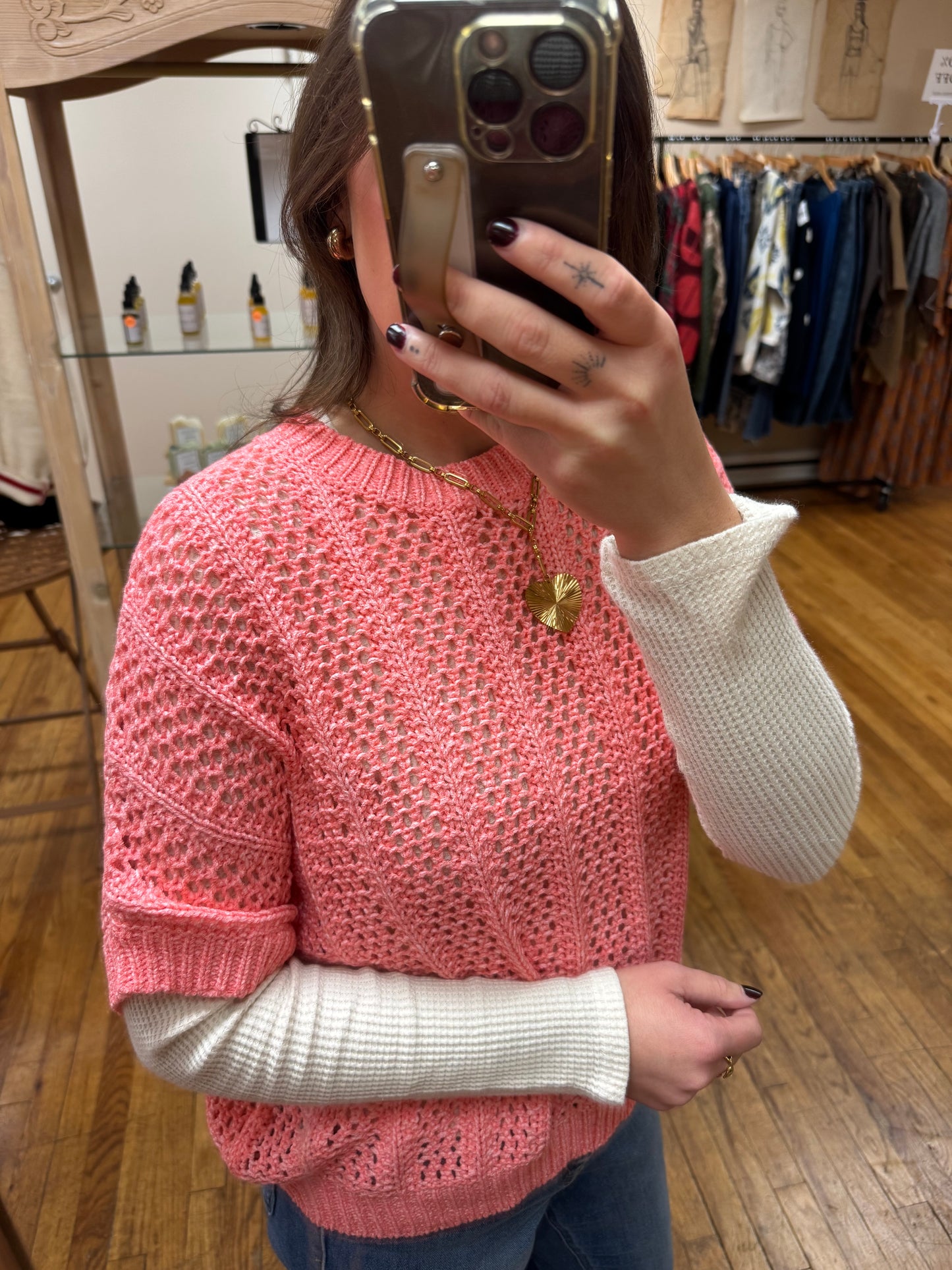 Coral Short Sleeve Sweater