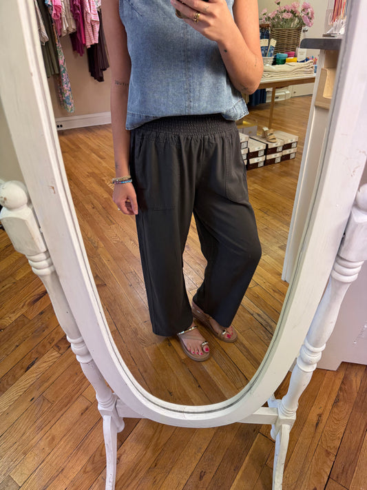 Charcoal Smocked Pants