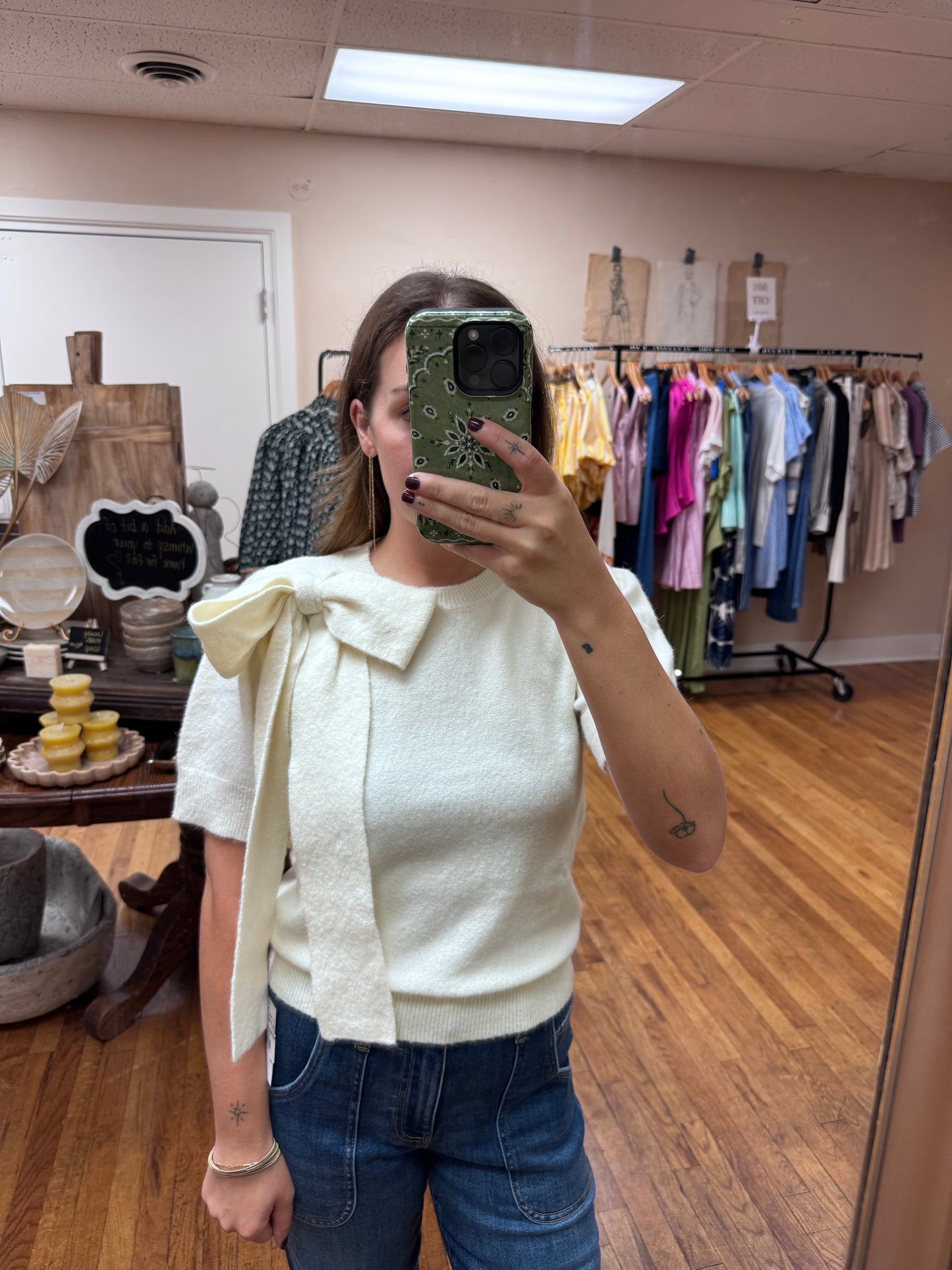 Cream Bow Sweater