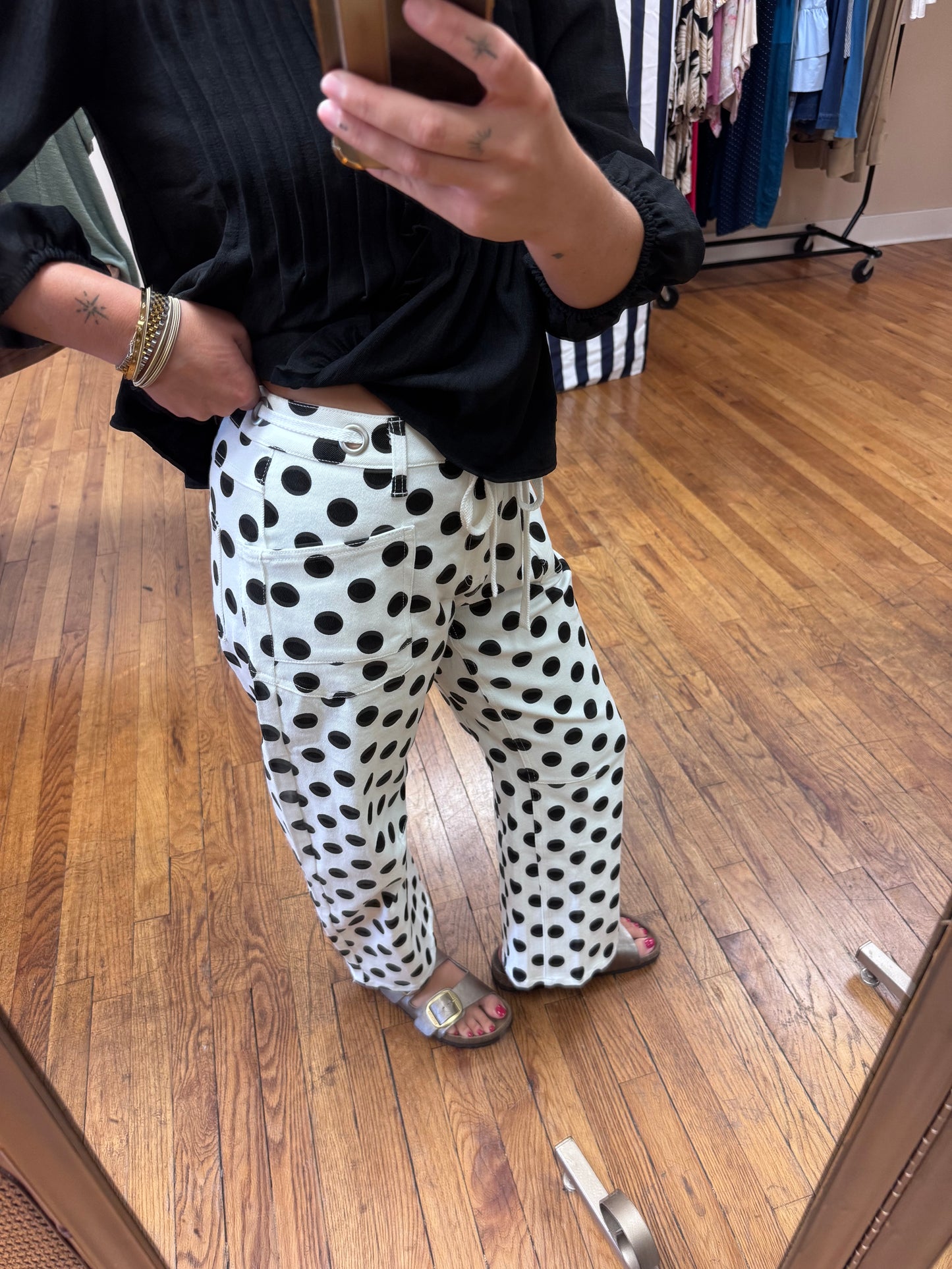 Polka Dot Barrel Jeans