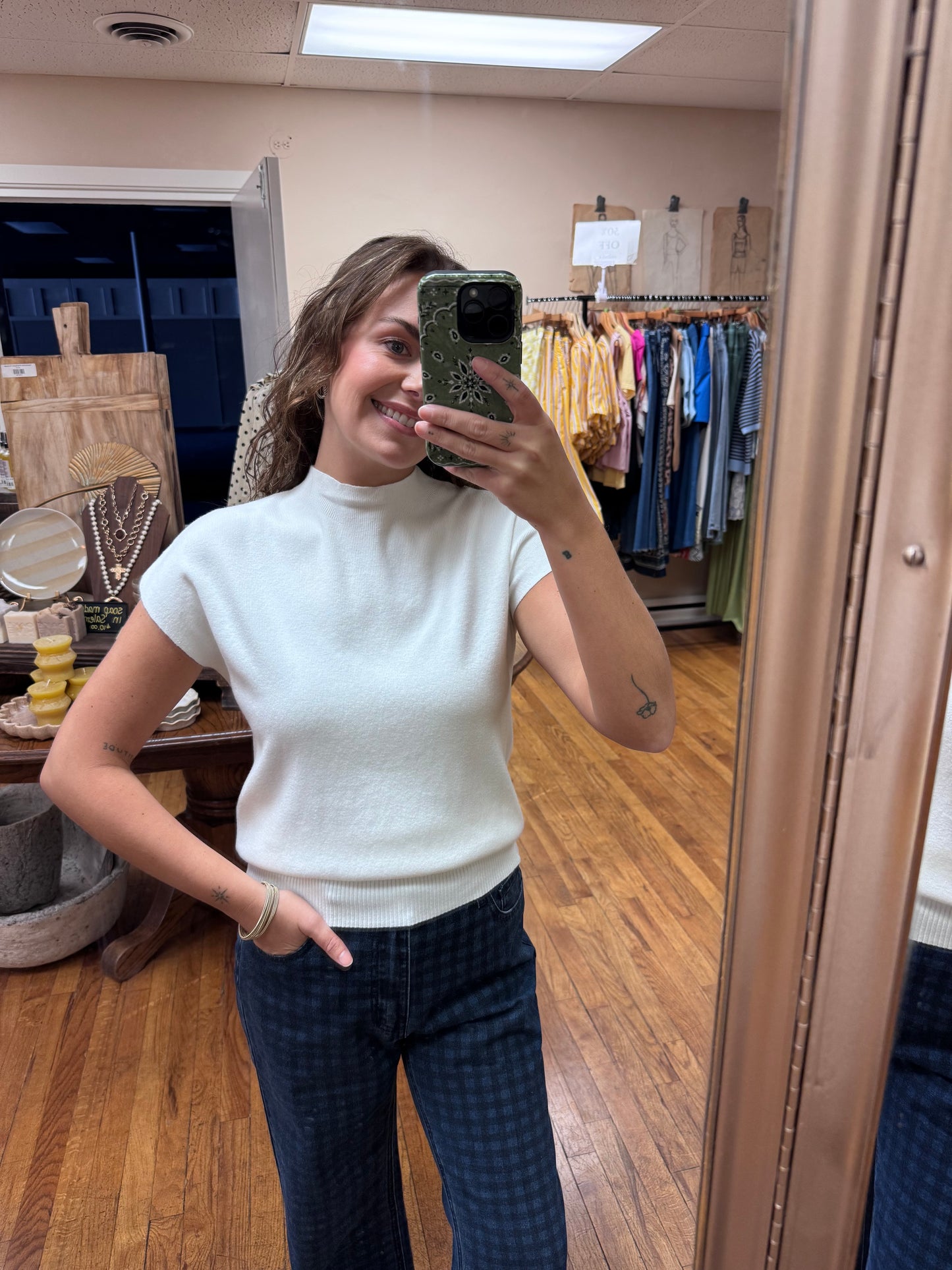 White Mock Neck Knit