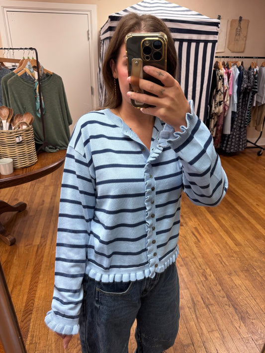 Ruffled Blue Cardigan