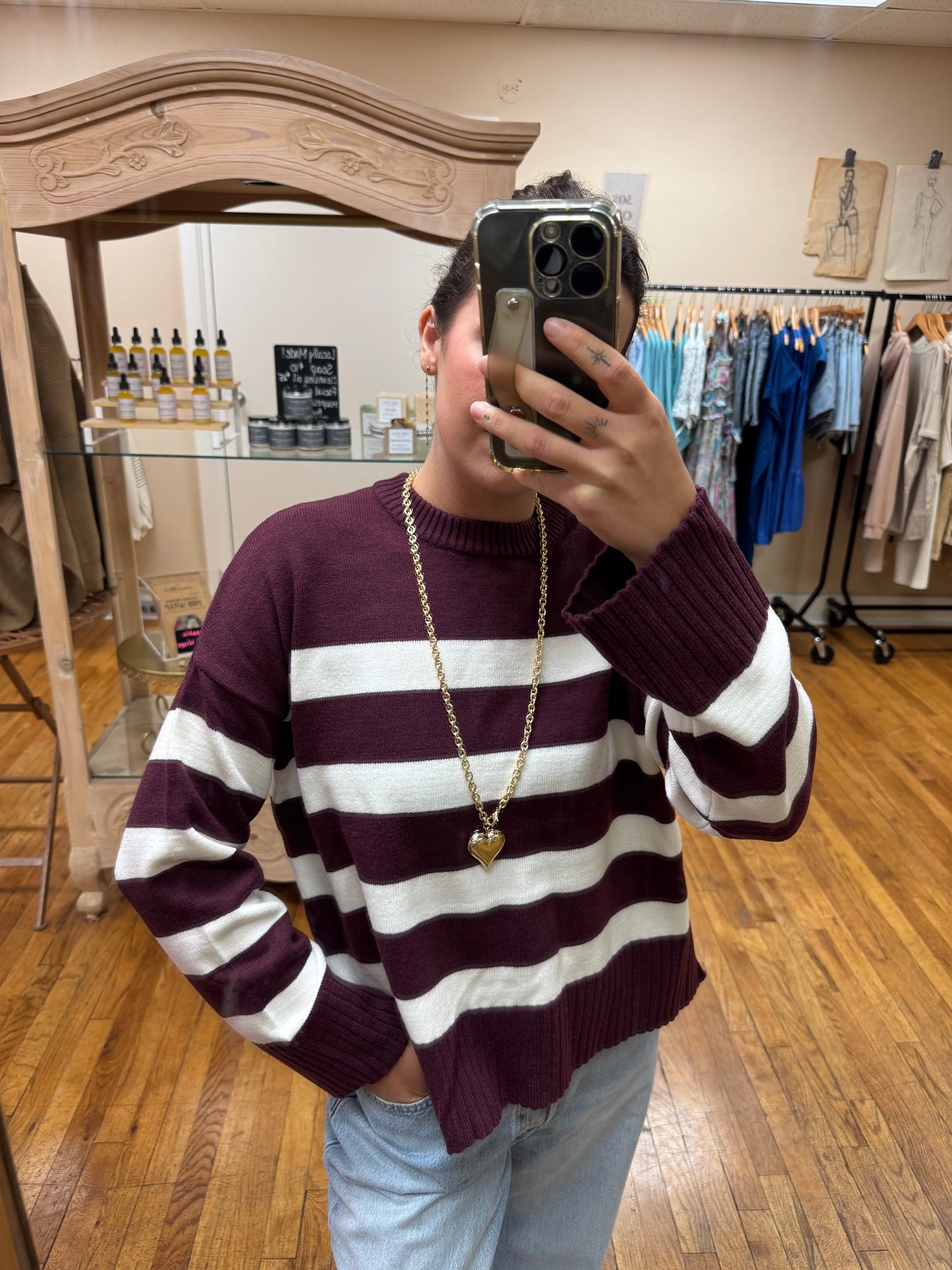 Berry Striped Sweater