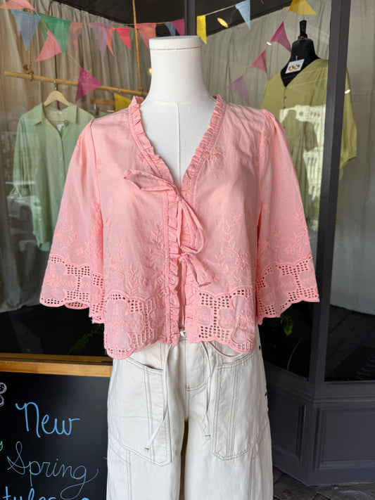 Blush Tie Front Top