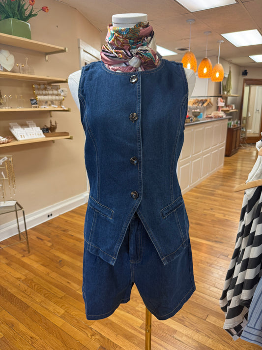 Indigo Denim Vest Set