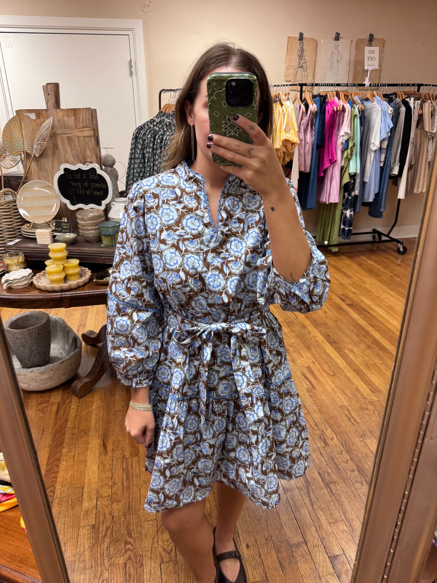 Brown & Periwinkle Dress