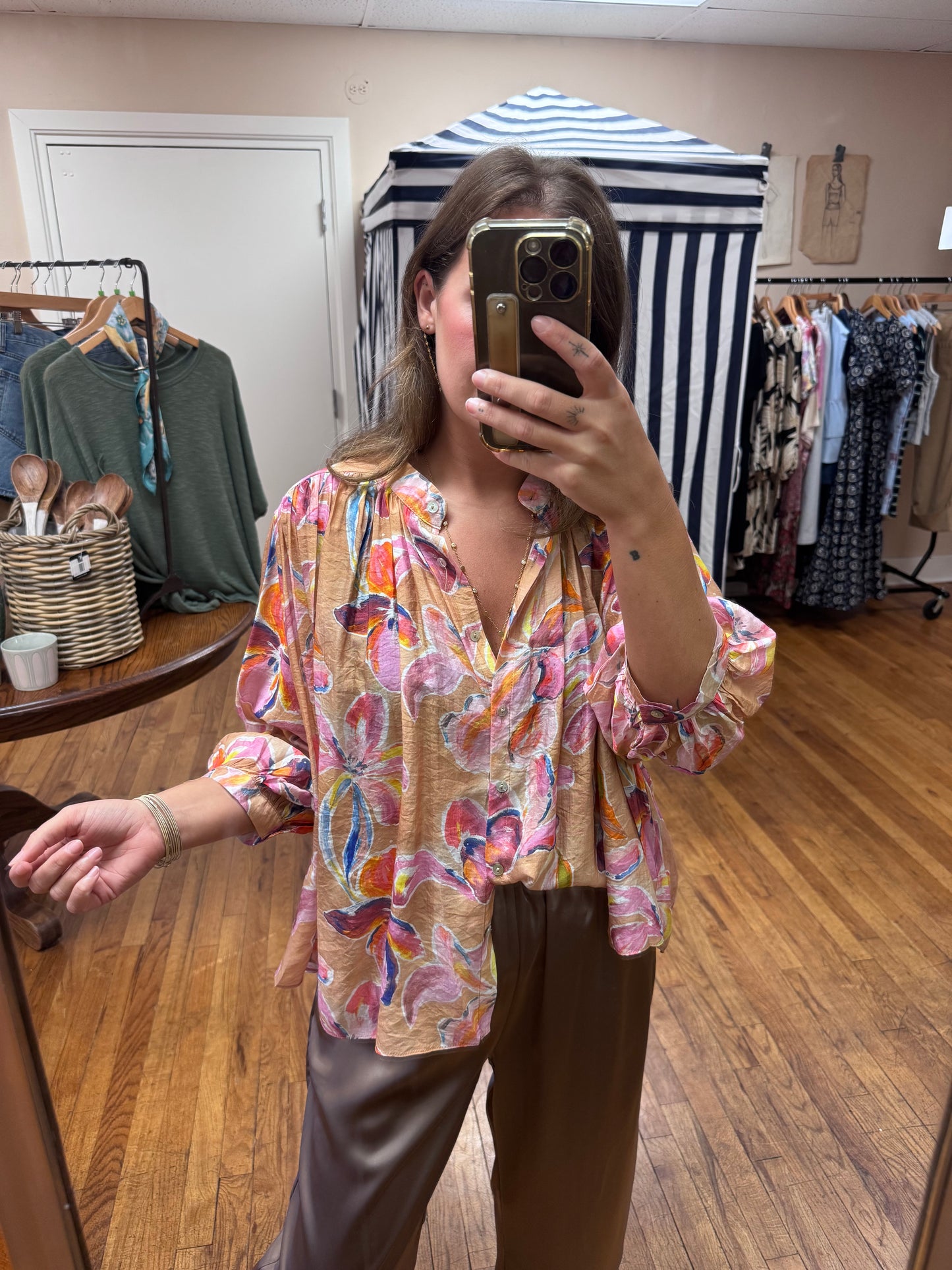 Coral Watercolor Blouse