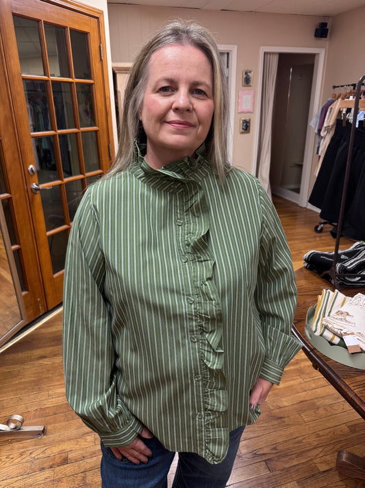Green Ruffled Blouse