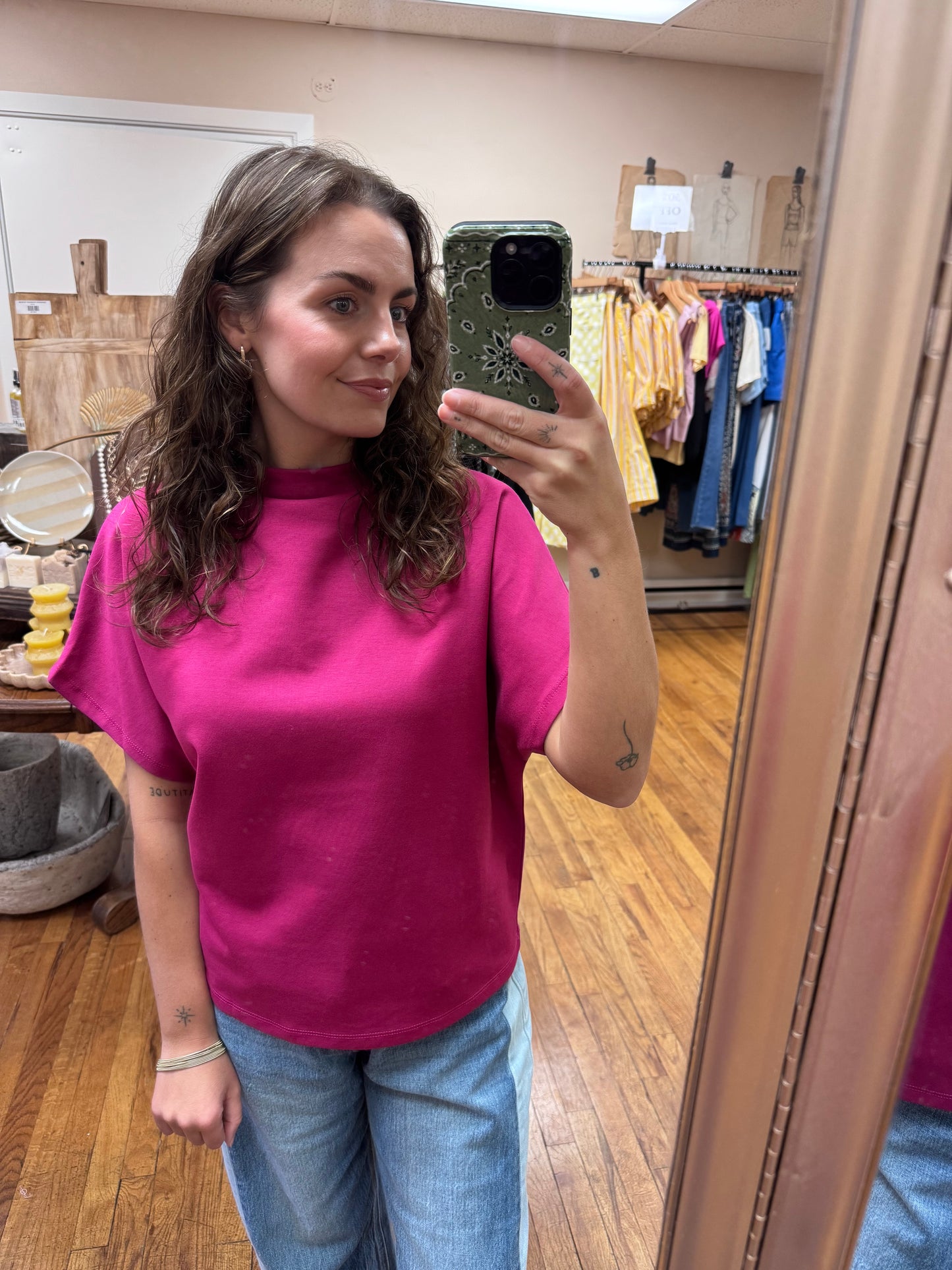 Magenta Bat Wing Top
