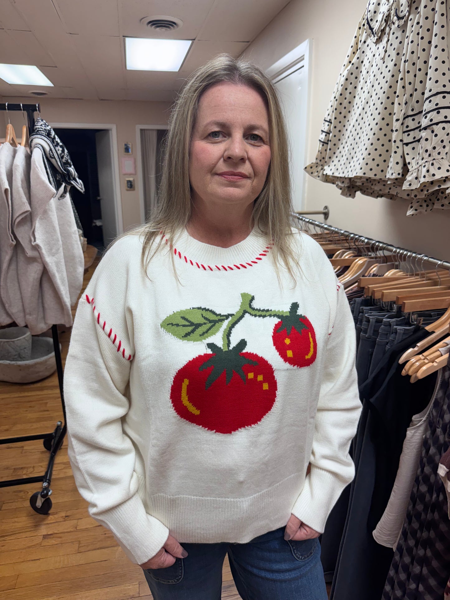 Tomato Stitched Sweater